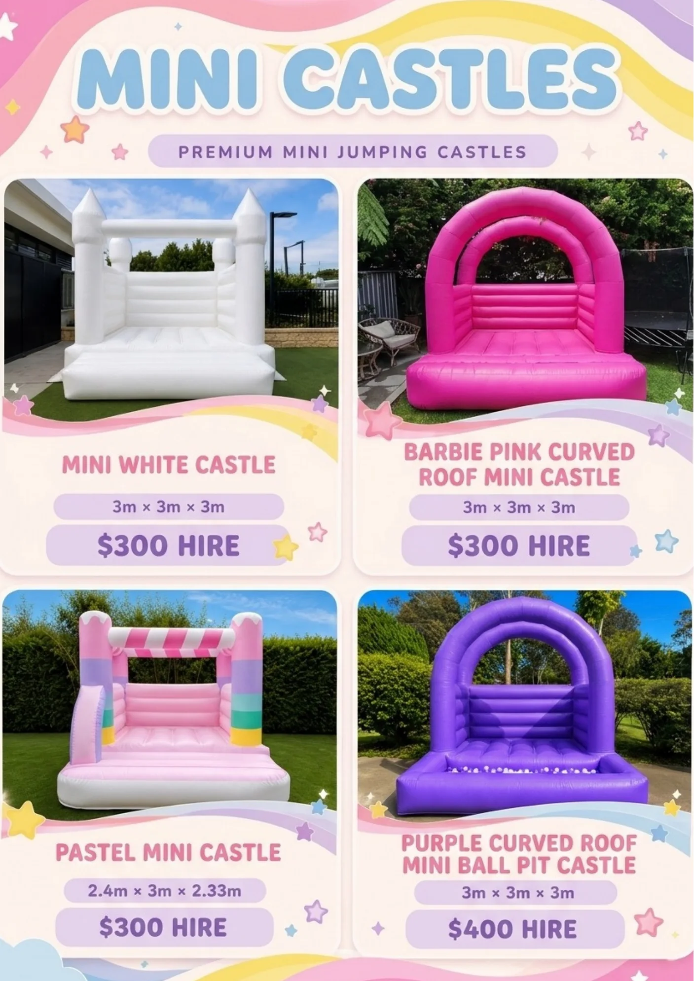 Mini jumping castle hire prices โ from $300